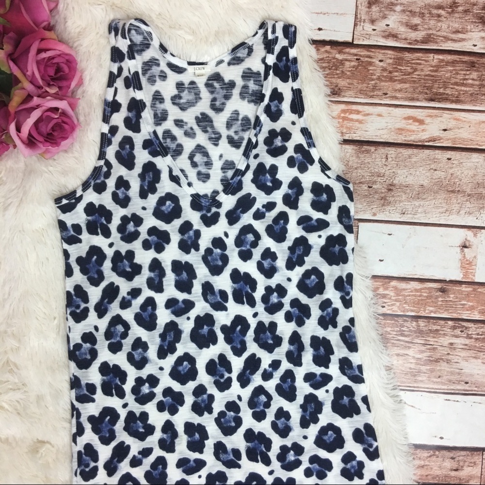 J. Crew Blue Leopard Print Racerback Tank - Picture 2 of 5